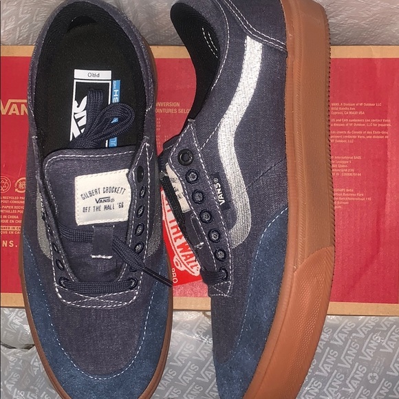 >💟+GILBERT CROCKETT PRO RAWHIDE NAVY SUEDE/CANVAS DENIM BRAND NEW VANS WM size8 - Picture 3 of 15